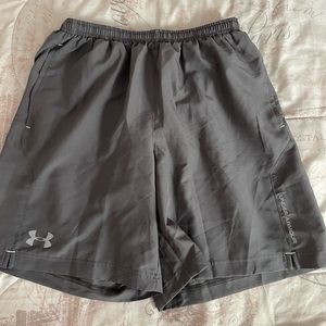 MENS GREY UNDERARMOUR SWIM SHORTS